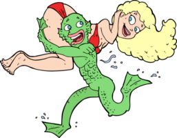 cartoon swamp monster carrying girl in bikini png