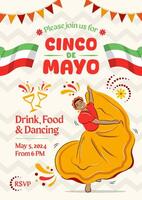 Cinco de Mayo, federal holiday in Mexico vector