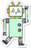 distressed sticker of a cute cartoon robot png