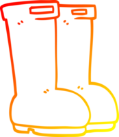 warm gradient line drawing of a cartoon wellingtons png