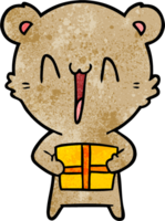 happy bear with gift cartoon png