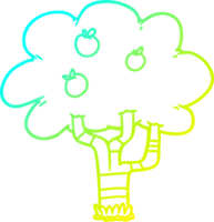 cold gradient line drawing of a cartoon apple tree png