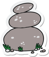 pegatina de una caricatura de grandes piedras apiladas png