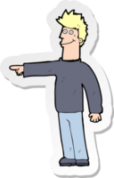 sticker of a cartoon happy pointing man png