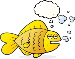 hand drawn thought bubble cartoon funny fish png