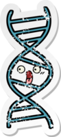 bedrövad klistermärke av en söt tecknad DNA-sträng png