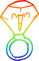 rainbow gradient line drawing of a cartoon red ruby ring png