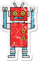 distressed sticker of a cute cartoon dancing robot png