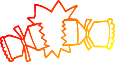 warm gradient line drawing of a cartoon exploding cracker png