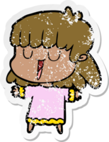 distressed sticker of a cartoon woman png