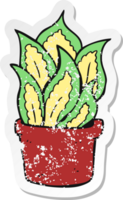 retro distressed sticker of a cartoon house plant png