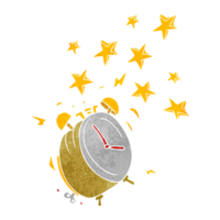 hand retro cartoon ringing alarm clock png