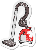 retro distressed sticker of a cartoon vacuum cleaner png