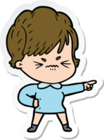 sticker of a cartoon frustrated woman png