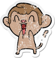 autocollant en détresse d'un singe riant de dessin animé png