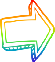 rainbow gradient line drawing of a cartoon pointing arrow png