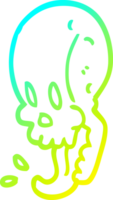 cold gradient line drawing of a cartoon gross skull png