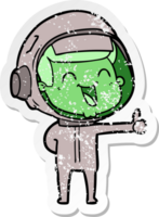 adesivo angosciato di un felice astronauta cartone animato png