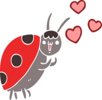 cute flat color style cartoon ladybug in love png