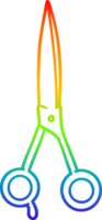 rainbow gradient line drawing of a cartoon barber scissors png