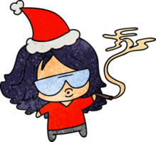 hand drawn christmas textured cartoon of kawaii girl png