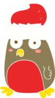 flat color illustration of christmas robin png