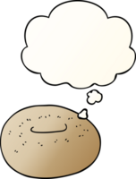 cartoon donut with thought bubble in smooth gradient style png