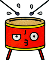 retro grunge texture cartoon of a drum png