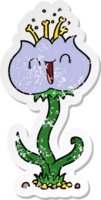 distressed sticker of a cute cartoon flower png