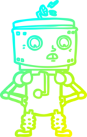 freddo pendenza linea disegno di un' cartone animato robot con mani su fianchi png