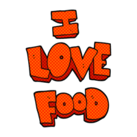 mano dibujado dibujos animados yo amor comida símbolo png