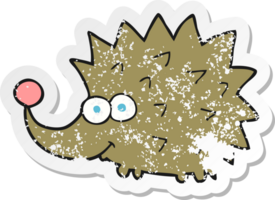 retro distressed sticker of a cartoon hedgehog png