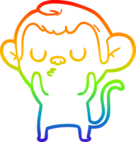 rainbow gradient line drawing of a cartoon monkey png