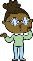 cartoon surprised woman wearing spectacles png