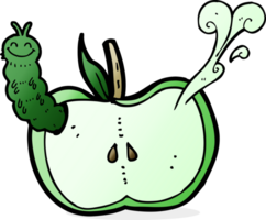 cartoon apple with bug png