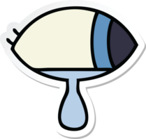 sticker of a cute cartoon crying eye looking to one side png