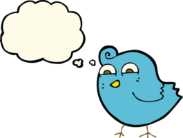 tekenfilm grappig vogel met gedachte bubbel png
