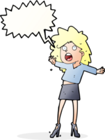 cartoon woman having trouble walking in heels with speech bubble png