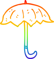 rainbow gradient line drawing of a cartoon open umbrella png