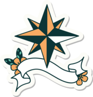 tattoo style sticker with banner of a star png