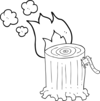 hand drawn black and white cartoon big tree stump png