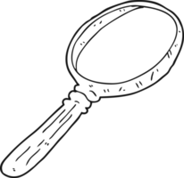 hand drawn black and white cartoon magnifying glass png