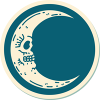 sticker of tattoo in traditional style of a skull moon png