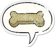 cartoon dog biscuit with speech bubble distressed distressed old sticker png