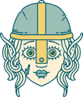 Retro Tattoo Style elf fighter character face png