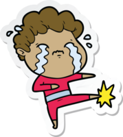 sticker of a cartoon man crying png