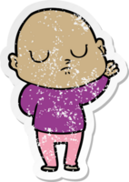 distressed sticker of a cartoon bald man png