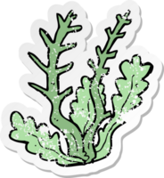 retro distressed sticker of a cartoon seaweed png