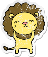 distressed sticker of a cartoon lion png