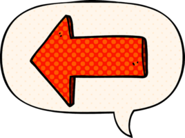 cartoon arrow with speech bubble in comic book style png